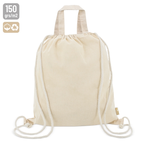 BOLSA MOCHILA DE ALGODÓN RECICLADO "AGRA" BEIGE