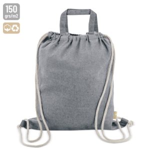 BOLSA MOCHILA DE ALGODÓN RECICLADO "AGRA" NEGRO