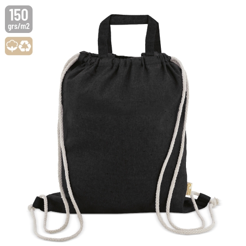BOLSA MOCHILA DE ALGODÓN RECICLADO "AGRA" NEGRO