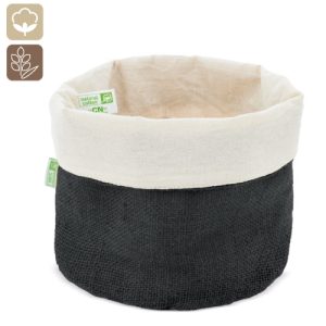 PANERA DE ALGODON Y JUTE NATURAL "PAPÚA" NEGRO
