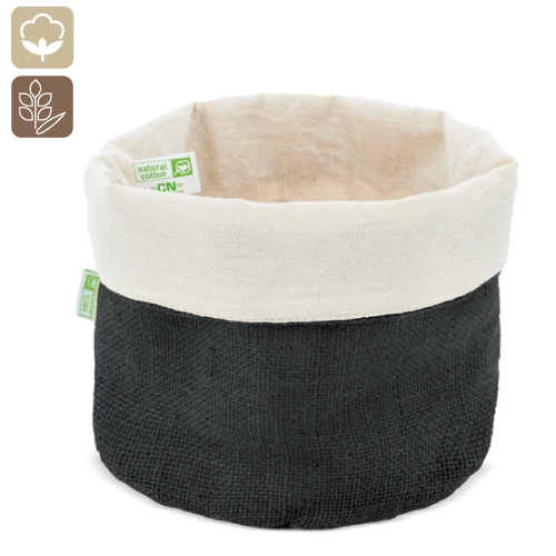 PANERA DE ALGODON Y JUTE NATURAL "PAPÚA" NEGRO