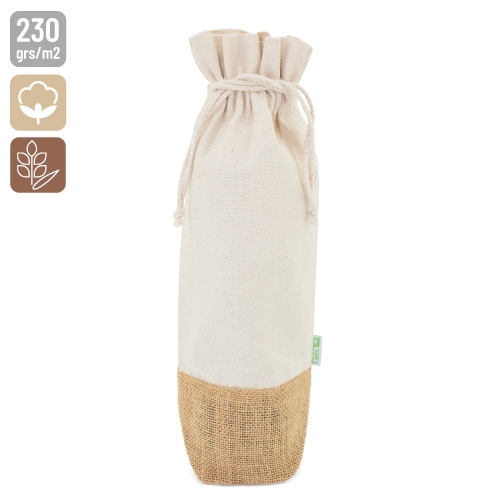BOLSA VINO DE ALGODON Y JUTE NATURAL