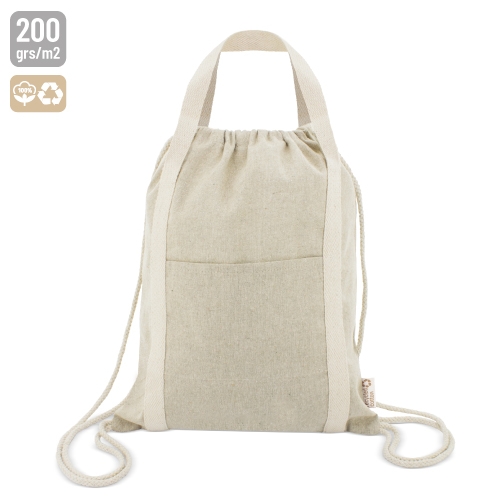 BOLSA MOCHILA DE ALGODÓN RECICLADO "YALA" BEIGE