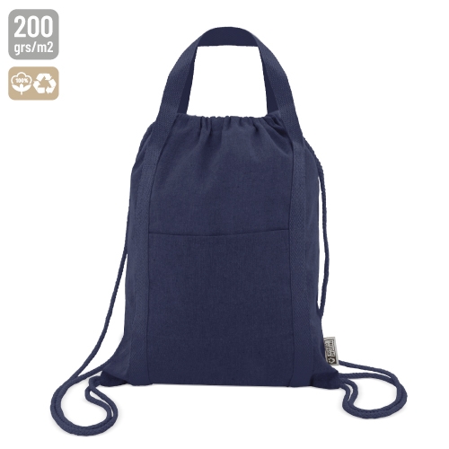 BOLSA MOCHILA DE ALGODÓN RECICLADO "YALA" MARINO