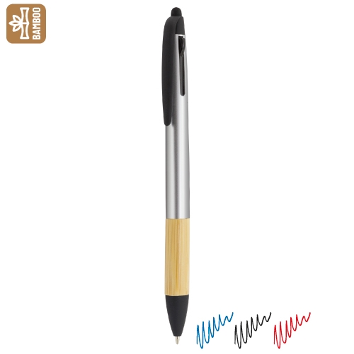 BOLÍGRAFO PUNTERO 3 COLORES BAMBÚ "IRVIN" PLATA