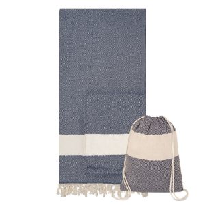 TOALLA PAREO MOCHILA "SOFT-ECO" MARINO