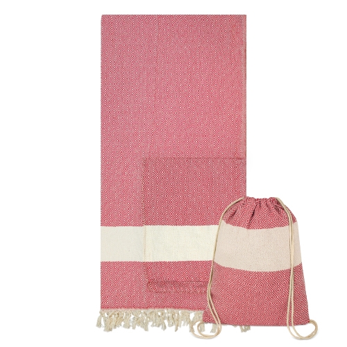 TOALLA PAREO MOCHILA "SOFT-ECO" ROJO