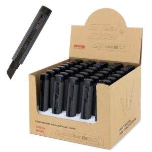 CUTTER CON STOP AUTOMATICO "MAX" PACK 40 PCS NEGRO