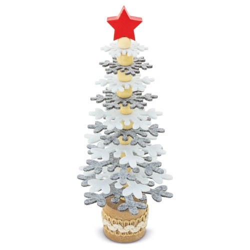 ARBOLITO DE NAVIDAD RPET Y MADERA RECICLADA "PUKKY" GRIS