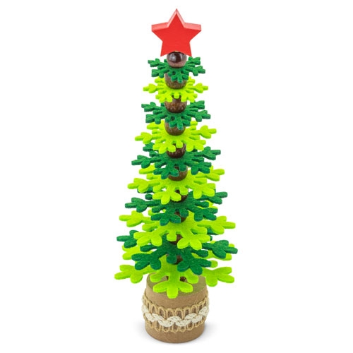 ARBOLITO DE NAVIDAD RPET Y MADERA RECICLADA "PUKKY" VERDE