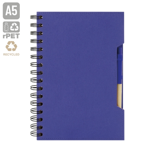 CUADERNO A5 CON BOLIGRAFO ECO "GREEN LIFE" AZUL