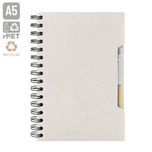 CUADERNO A5 CON BOLIGRAFO ECO "GREEN LIFE" BLANCO