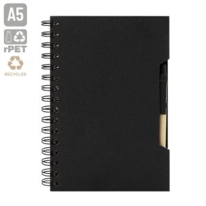 CUADERNO A5 CON BOLIGRAFO ECO "GREEN LIFE" NEGRO