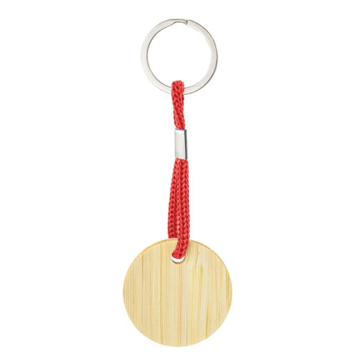 LLAVERO DE BAMBÚ REDONDO "YIBIN" ROJO