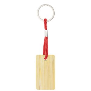 LLAVERO DE BAMBÚ RECTANGULAR "YIBIN" ROJO