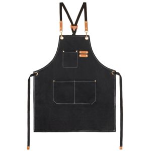 DELANTAL DE ALGODÓN CANVAS Y POLIESTER RECICLADO “SIBARITA” NEGRO