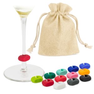SET 12 MARCADORES DE SILICONA PARA COPAS "SAZUL"