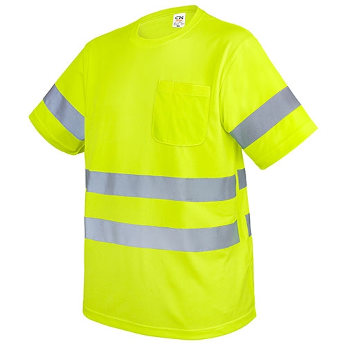 CAMISETA CON BOLSILLO Y BANDAS REFLECTANTES "KRZ" AMARILLO 4XL