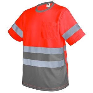 CAMISETA CON BOLSILLO Y BANDAS REFLECTANTES "KRZ"  GRIS/ROJO  XXL