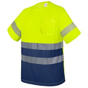 CAMISETA CON BOLSILLO Y BANDAS REFLECTANTES "ELÁST" AMARILLO /MARINO XL