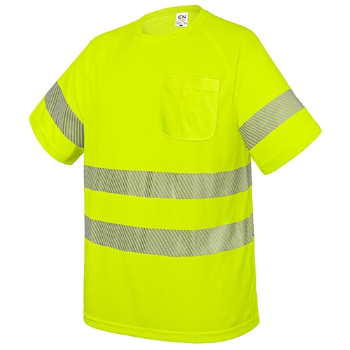 CAMISETA CON BOLSILLO Y BANDAS REFLECTANTES "ELÁST" AMARILLO XS