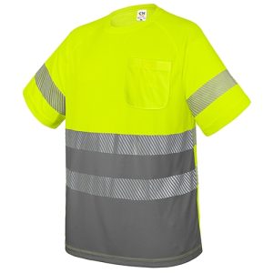 CAMISETA CON BOLSILLO Y BANDAS REFLECTANTES "ELÁST" AMARILLO/GRIS L