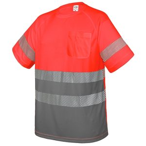 CAMISETA CON BOLSILLO Y BANDAS REFLECTANTES "ELÁST"  GRIS/ROJO  M