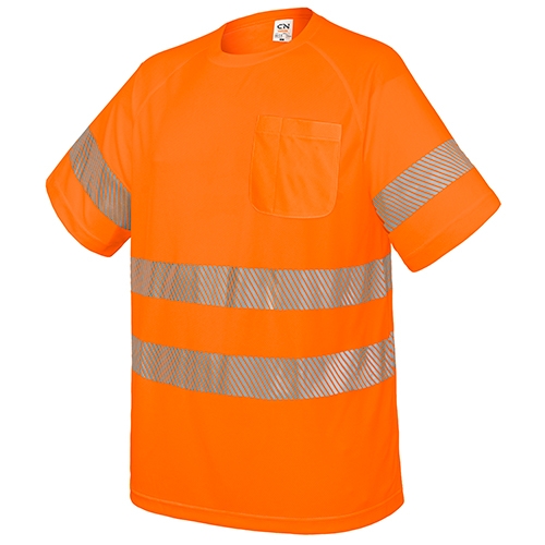 CAMISETA CON BOLSILLO Y BANDAS REFLECTANTES "ELÁST" NARANJA M