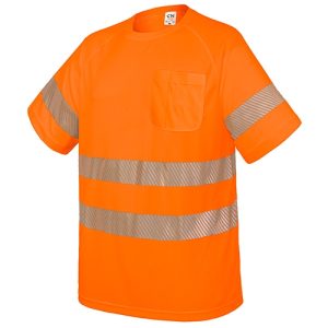 CAMISETA CON BOLSILLO Y BANDAS REFLECTANTES "ELÁST" NARANJA  XL