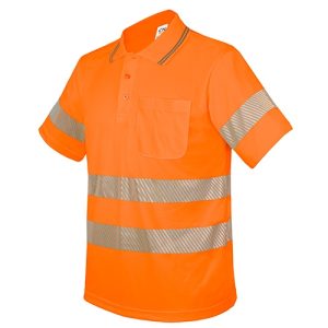POLO CON BOLSILLO Y BANDAS REFLECTANTES ELÁSTICAS “QVO” NARANJA 4XL