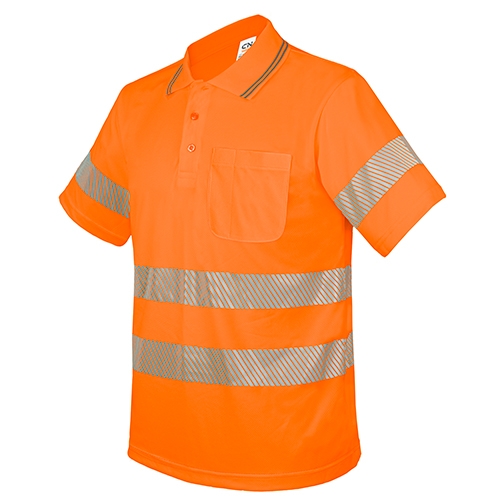 POLO CON BOLSILLO Y BANDAS REFLECTANTES ELÁSTICAS “QVO” NARANJA XL