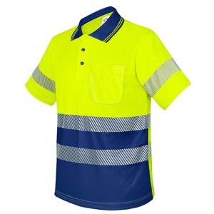 POLO CON BOLSILLO Y BANDAS REFLECTANTES ELÁSTICAS “QVO”  AMARILLO/ROYAL  S