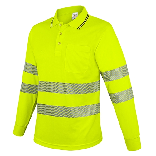 POLO MANGA LARGA CON BOLSILLO Y BANDAS REFLECTANTES “QVO” AMARILLO 4XL