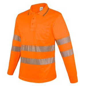 POLO MANGA LARGA CON BOLSILLO Y BANDAS REFLECTANTES “QVO” NARANJA 4XL
