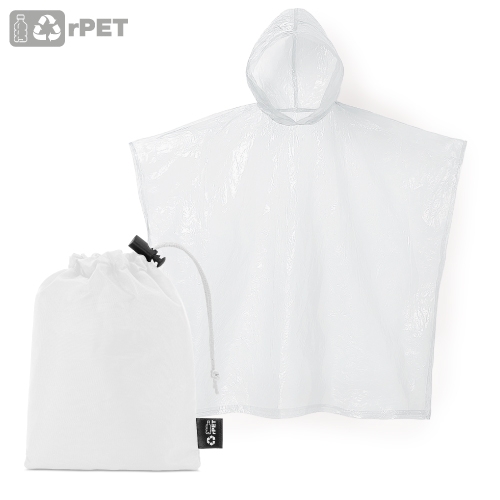 PONCHO CON BOLSA RPET "BROSS" BLANCO