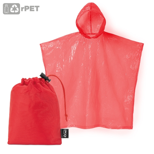 PONCHO CON BOLSA RPET "BROSS" ROJO