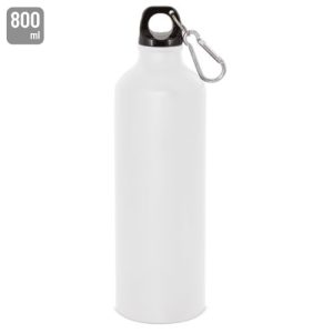 BOTELLA DE ALUMINIO CON MOSQUETON 800 ml. "TUAREG" BLANCO