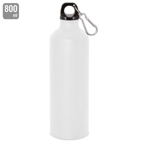 BOTELLA DE ALUMINIO CON MOSQUETON 800 ml. "TUAREG" BLANCO