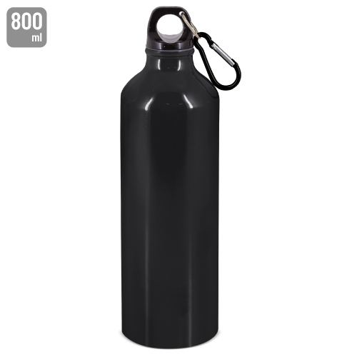 BOTELLA DE ALUMINIO CON MOSQUETON 800 ml. "TUAREG" NEGRO