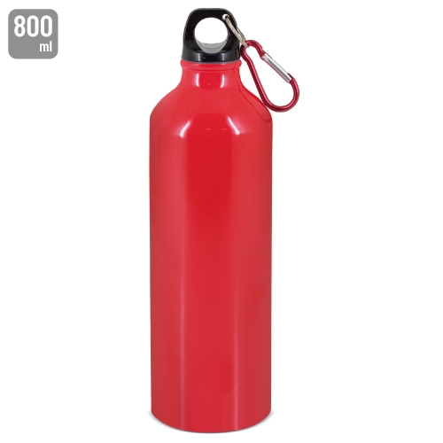 BOTELLA DE ALUMINIO CON MOSQUETON 800 ml. "TUAREG" ROJO