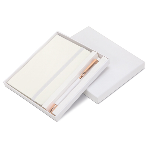SET DE CUARDERNO A6 Y BOLÍGRAFO "ZADIE" BLANCO