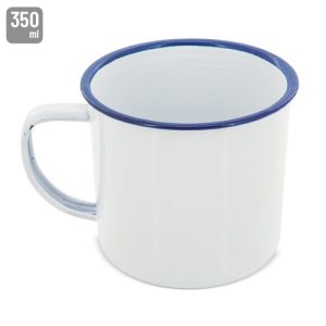 TAZA METÁLICA ESMALTADA “RETRO” REBORDE AZUL