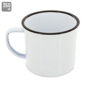 TAZA METÁLICA ESMALTADA “RETRO” REBORDE NEGRO