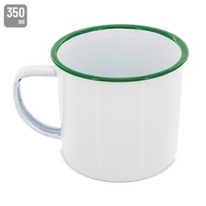 TAZA METÁLICA ESMALTADA “RETRO” REBORDE VERDE