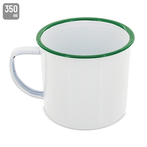 TAZA METÁLICA ESMALTADA “RETRO” REBORDE VERDE