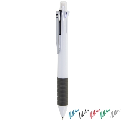 BOLIGRAFO 4 COLORES CON PORTAMINAS Y GOMA "XIM" BLANCO