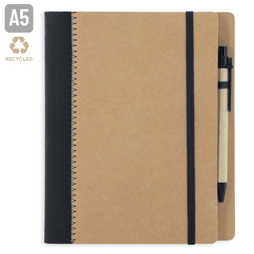 CUADERNO A5 CARTON RECICLADO "DIPA" NEGRO