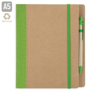 CUADERNO A5 CARTON RECICLADO "DIPA" VERDE