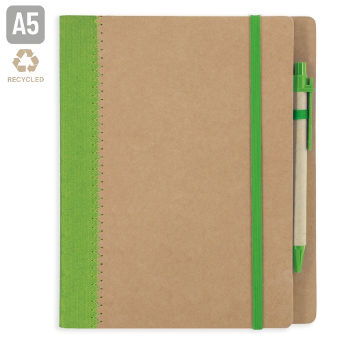 CUADERNO A5 CARTON RECICLADO "DIPA" VERDE