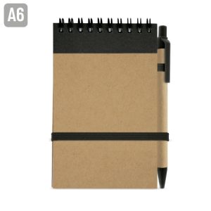 BLOC DE NOTAS CON BOLIGRAFO RECICLADO "MAEL" NEGRO